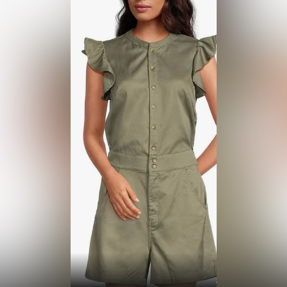 Joe's Olive Green Button-Up Flutter Sleeve Romper